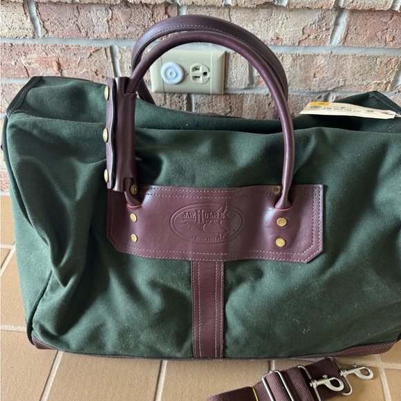 NWT JW Hulme Leather and Canvas Duffle Bag - Picture 3 of 7